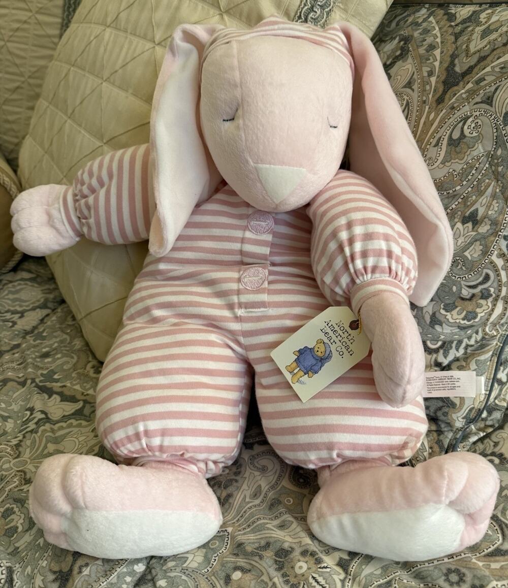 North American Bear Company Sleepyhead Bunny Cozie Pink Stripe Pajamas Retired